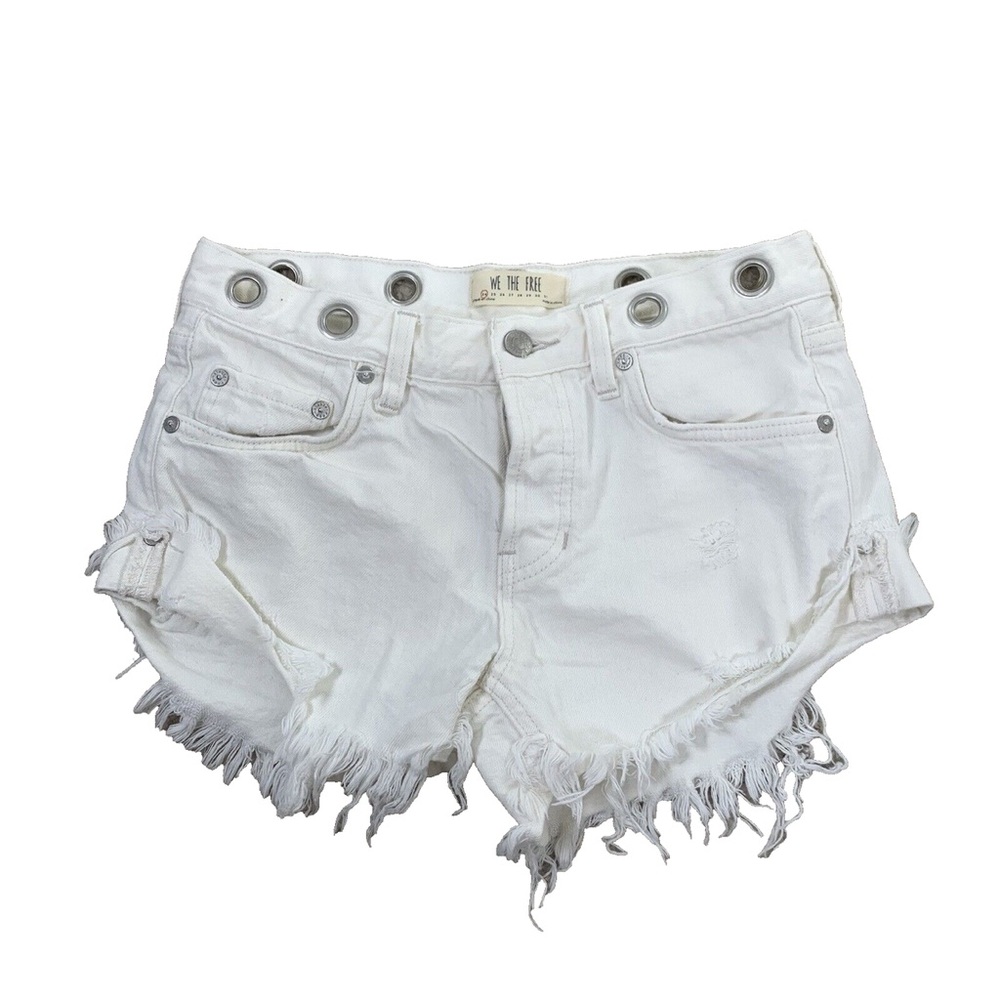 Free People-‎ We The Free White Denim Cut-Off Shorts 🤍